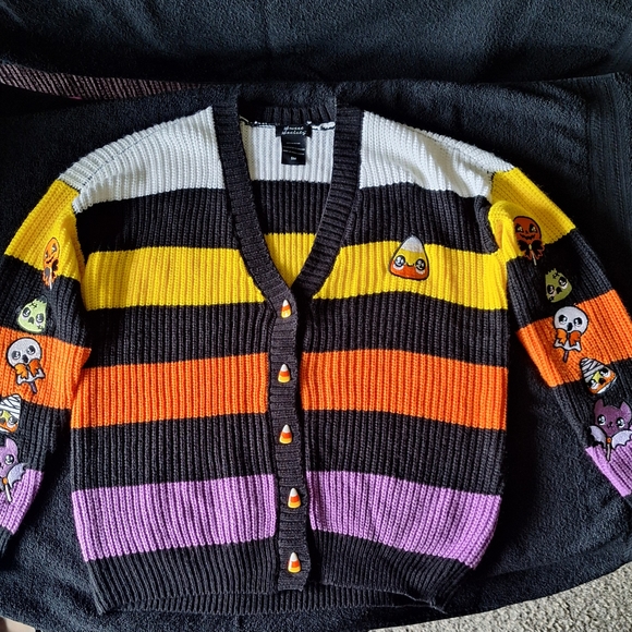Kawaii Halloween Candy Stripe Cardigan - Picture 1 of 3